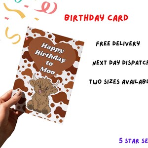 Carte d'anniversaire drôle | Vache Highland | Jolie carte d'anniversaire | Jeux de mots | pour elle | Pour lui | Pour un ami | Joyeux anniversaire | de voeux | Pour eux