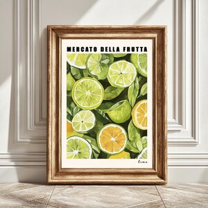Limes Digital Art Print, Mercato Della Fruta, Kitchen Wall Art, Fruit Illustration, Home Decor, Printable Art, Instant Download