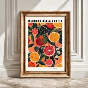 Blood Oranges Digital Art Print, Mercato Della Fruta, Kitchen Wall Art, Fruit Illustration, Home Decor, Printable Art, Instant Download