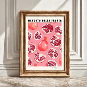 Pomegranate Digital Art Print, Mercato Della Fruta, Kitchen Wall Art, Fruit Illustration, Home Decor, Printable Art, Instant Download