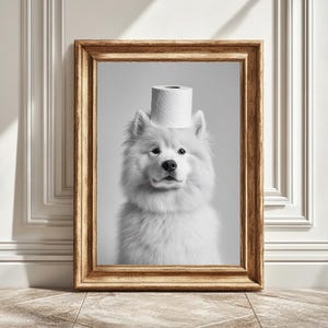 Samoyed Toilet Roll Print, Funny Bathroom Decor, Samoyed Toilet Paper, Black And White Samoyed, Digital Download, Samoyed Lover Instant Gift