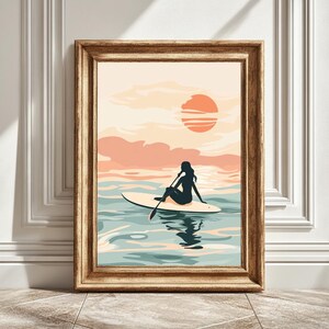 Surfboards on Beach Painting Printable Longboard Surf Beach