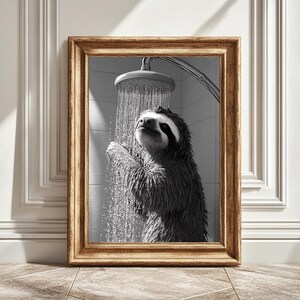 Sloth Shower Art Print: Funny Bathroom Decor (Digital Download)