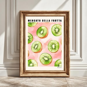 Kiwi Digital Art Print, Mercato Della Fruta, Illustration Küche, Obst Illustration, Dekoration, druckbare Kunst, Instant Download