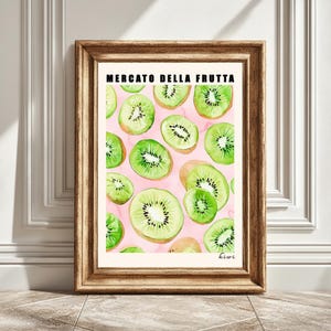 Kiwi Digital Art Print, Mercato Della Fruta, Illustration Küche, Obst Illustration, Dekoration, druckbare Kunst, Instant Download