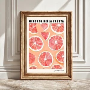 Grapefruit Digital Art Print, Mercato Della Fruta, Kitchen Wall Art, Fruit Illustration, Home Decor, Printable Art, Instant Download