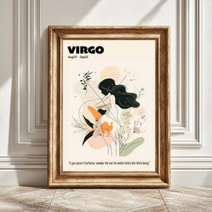 Stampa artistica astrologica della Vergine pastello, arte murale dello zodiaco, decorazione dell'oroscopo, stampa digitale, regalo astrologico, arredamento per la casa, download immediato, stelle