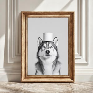 Impresión digital de husky, decoración divertida para el baño, rollo de papel higiénico de husky, husky en blanco y negro, arte de pared, descarga digital imprimible, regalo para amantes de los husky