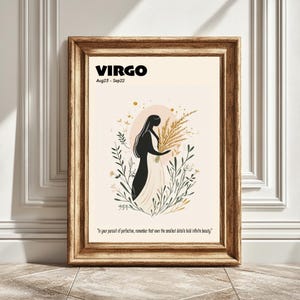 Stampa artistica digitale di astrologia della Vergine, arte murale pastello, decorazione zodiacale, poster dell'oroscopo, regalo di astrologia, arredamento per la casa, download immediato, celeste