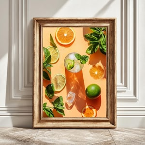 Mojito Recipe Digital Art Print, Kitchen Decor, Cocktail Wall Art, Bar Decor, Mojito Ingredients Print, Home Gift Idea, Instant Download