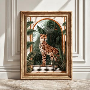 Mattisse Style Illustration of a Cheetah, Digital Art Print, Wildlife Wall Art, Cheetah Lovers Gift, Animal Print Decor, Instant Download