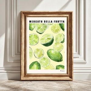 Limes Digital Art Print, Mercato Della Fruta, Kitchen Wall Art, Fruit Illustration, Home Decor, Printable Art, Instant Download