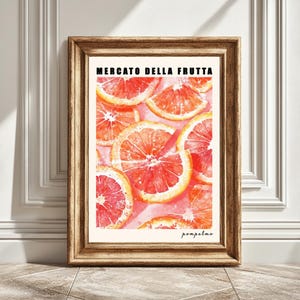 Grapefruit Digital Art Print, Mercato Della Fruta, Kitchen Wall Art, Fruit Illustration, Home Decor, Printable Art, Instant Download