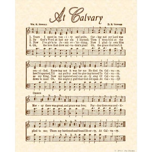 AT CALVARY - Hymn Wall Art Christian Home Or Office Decor Vintage Verses Sheet Music Art Faith Inspirational Hymn On Parchment Gospel Music