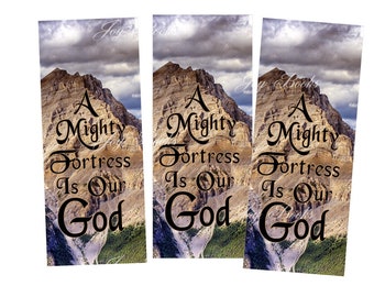 A Mighty Fortress Is Our God - Printed Hymn Bookmarks w Song Lyrics on back Book Lovers Gift Vintage Verses Card Insert Christian Tract