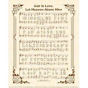 God Is Love Let Heaven Adore Him Christian Home & Office Decor Sheet Music Art Hymn On Parchment Vintage Verses Gospel Music Wall Art image 1