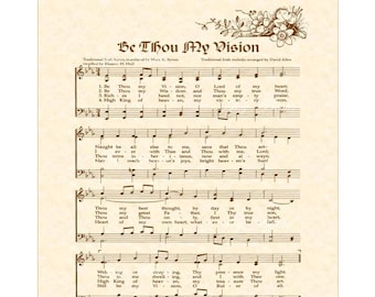 BE THOU My VISION - Vintage Verses Custom Christian Heritage Sheet Music Wall Art Inspirational Wall Art Celtic Irish Folk Tune Wall Art