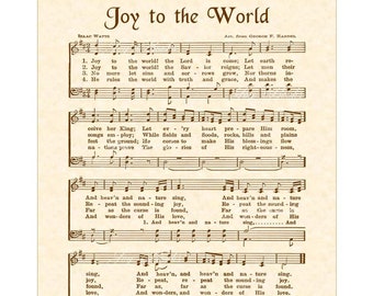 JOY To The WORLD - Christian Home & Office Decor Christmas Carol Wall Art Hymn Vintage Verses Holiday Sheet Music - Isaac Watts Handel 11x14