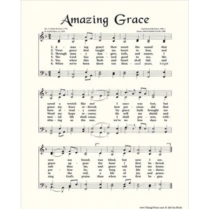 AMAZING GRACE Hymn Art Custom Christian Home Decor Vintage Verses Sheet Music Inspirational Wall Art When We've Been There Ten Thousand Year image 2