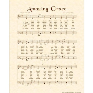 AMAZING GRACE Hymn Art Custom Christian Home Decor Vintage Verses Sheet Music Inspirational Wall Art When We&#39;ve Been There Ten Thousand Year