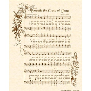BENEATH The CROSS Of JESUS - Christian Home & Office Decor- Hymn Wall Art- Vintage Verses Sheet Music Wall Art- Jesus Wall Art Inspirational