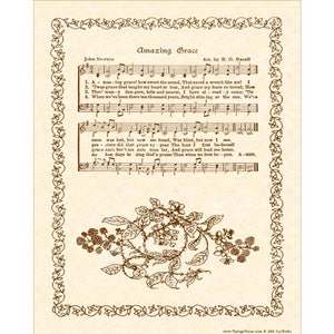 AMAZING GRACE Hymn Art Custom Christian Home Decor VintageVerses Sheet Music Inspirational Wall Art When We&#39;ve Been There Ten Thousand Years