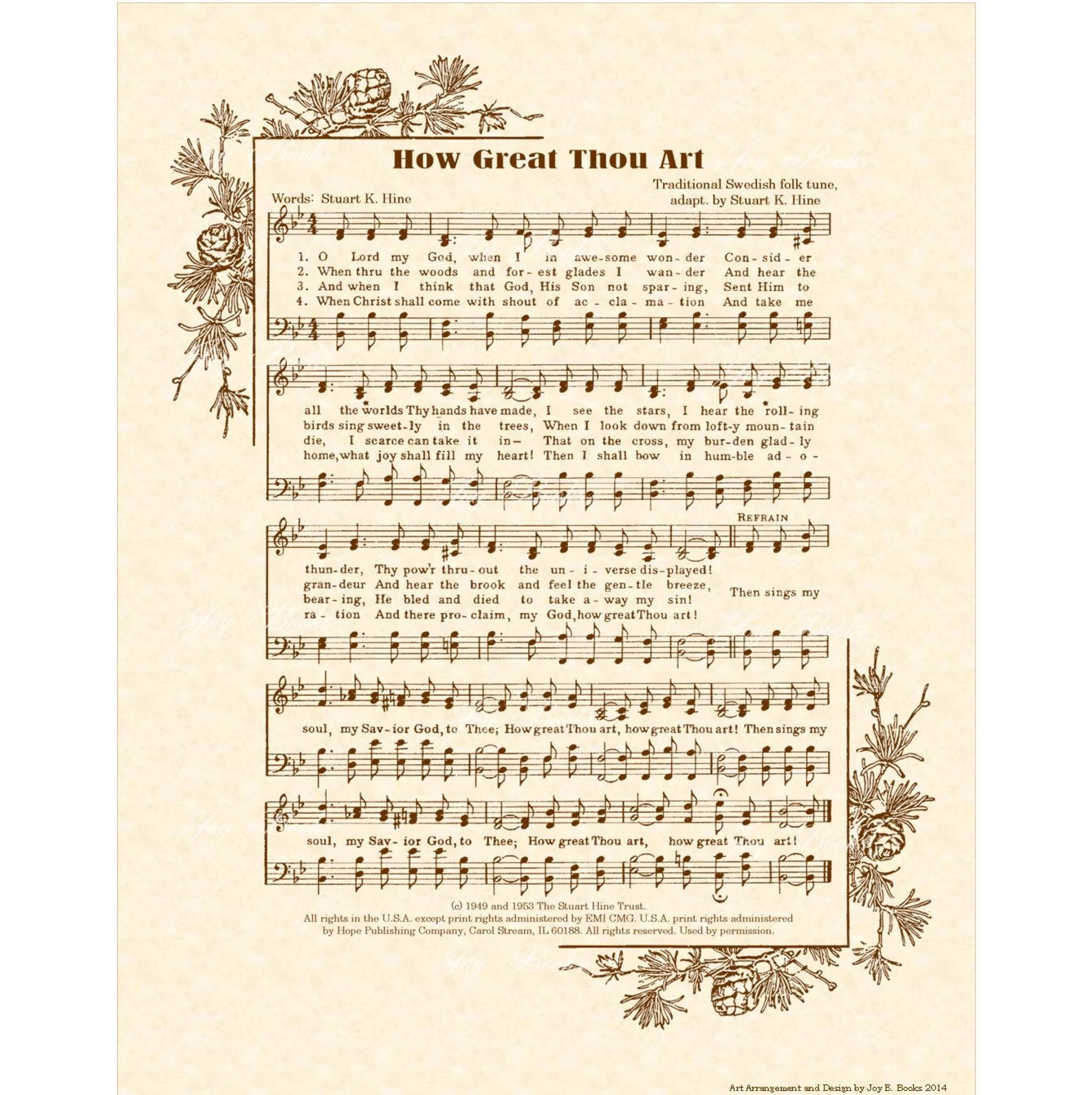 HOW GREAT THOU Art 11x14 Antique Hymn Art Print on Natural | Etsy