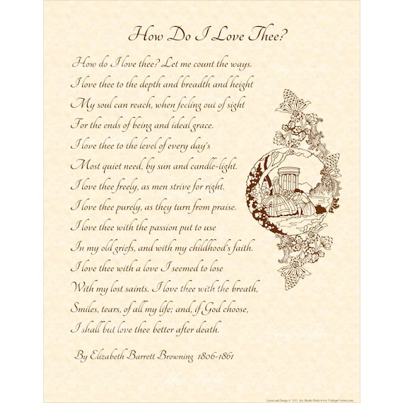 How Do I Love Thee Poem by Elizabeth Barrett Browning Home Etsy