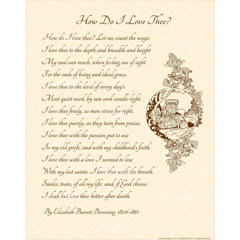 How Do I Love Thee Poem by Elizabeth Barrett Browning Home Etsy