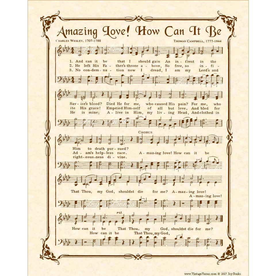 Amazing love how can it be vintage verses antique hymn wall etsy