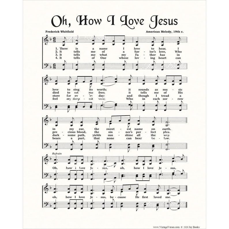 Oh How I Love Jesus Hymn On Parchment Wall Art Sheet Etsy