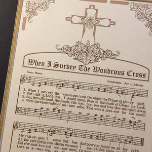 When I Survey the Wondrous Cross - Hymn on Parchment Wall Art Christian ...