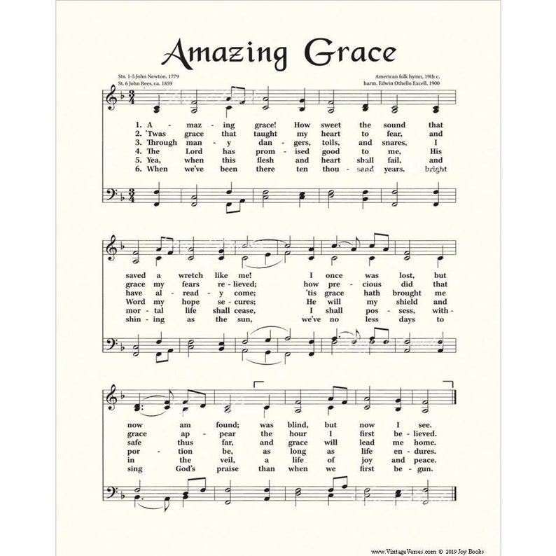 AMAZING GRACE Hymn Art Custom Christian Home Decor Vintage Verses Sheet Music Inspirational Wall Art When We've Been There Ten Thousand Year image 2