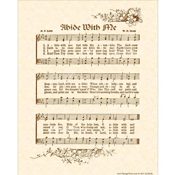 ABIDE WITH ME - Christian Home & Office Decor - Vintage Verses