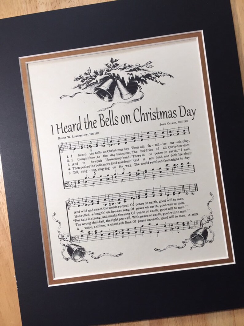 I Heard The Bells On Christmas Day Matted Christmas Carol Wall | Etsy