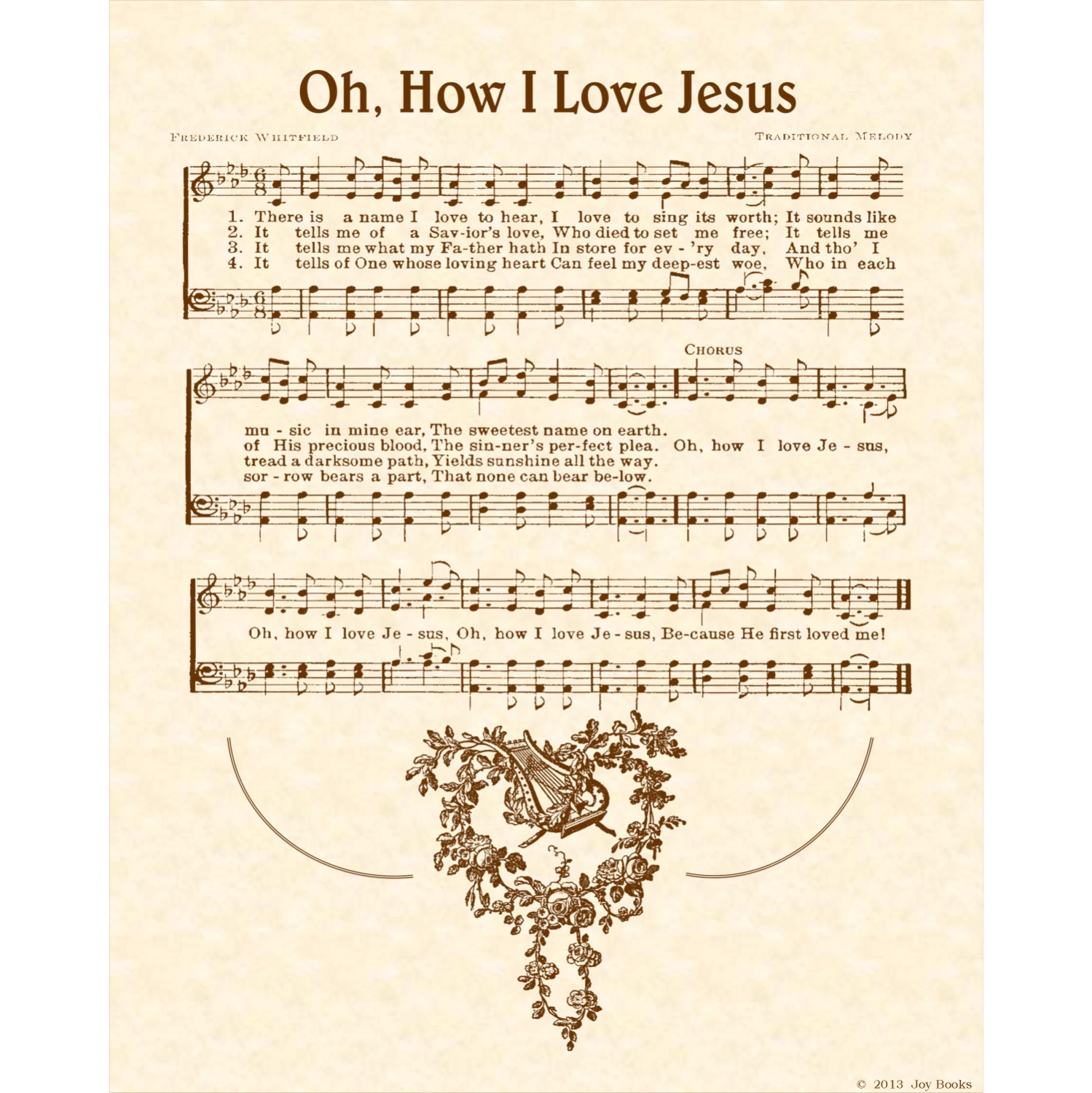 Oh How I Love Jesus Printable Vintage Hymn Print Antique 