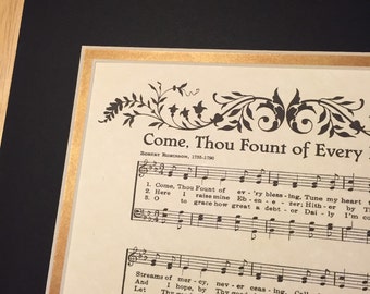 Black & Gold Custom Double Mat Including Mounting For Vintage Verses Hymn Wall Art- 11x14 Mat For Sheet Music- 11x14 Mat For Calligraphy Art