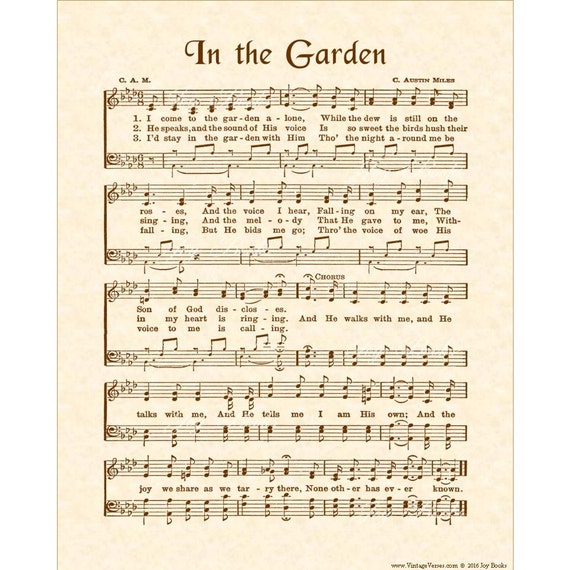 In The Garden Aka I Come To The Garden Alone Hymn Wall Art Etsy