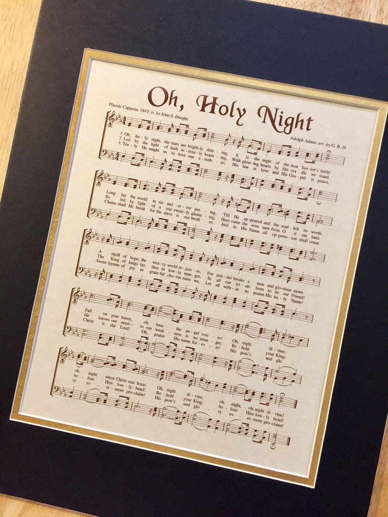 Download OH HOLY NIGHT 8x10 Antique Hymn Art Print Vintage Verses ...