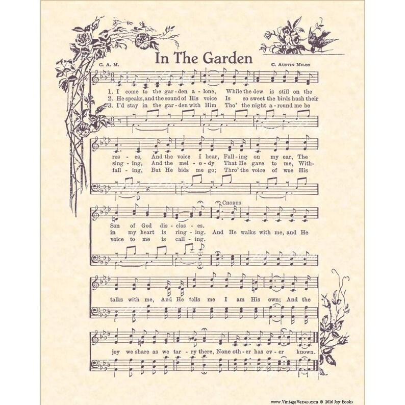 In The Garden Hymn Wall Art Christian Home Office Decor Etsy