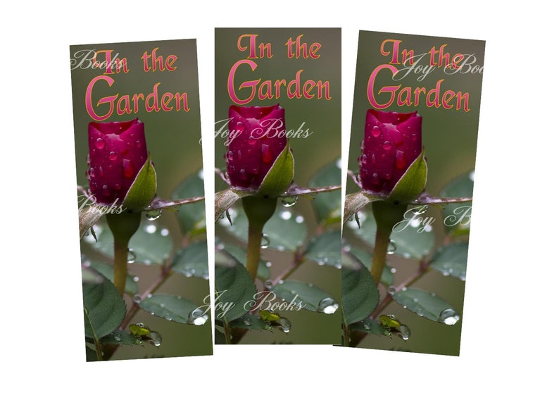 IN THE GARDEN Printed Hymn Bookmarks w Song Lyrics Vintage Verses Book Lovers Gift Card Insert Christian Ministry Give Away Rose Bud Dew image 1