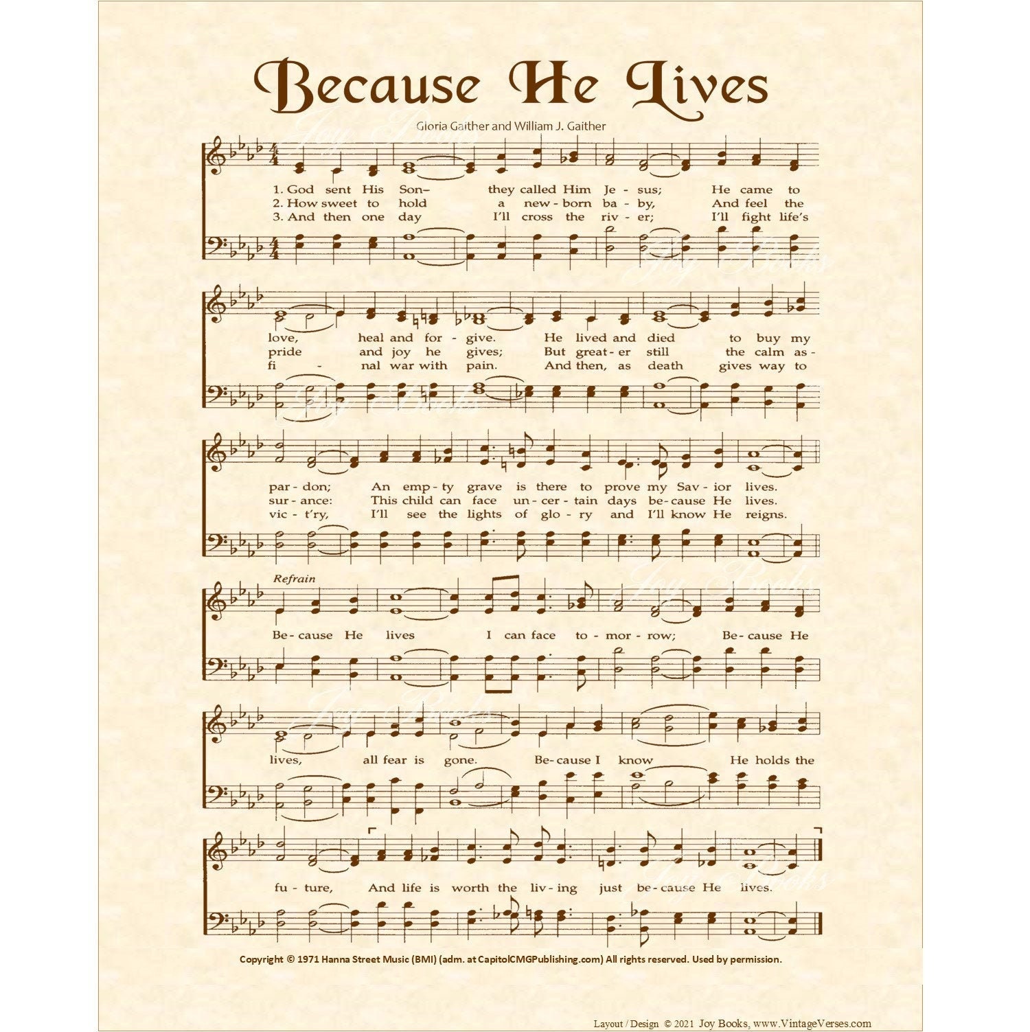 BECAUSE HE LIVES Christian Home & Office Decor Hymn Wall Etsy