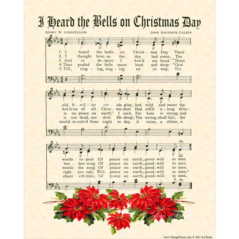 I HEARD THE BELLS on Christmas Day Christian Home Decor Sheet Music ...