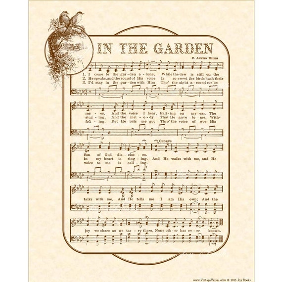 In The Garden Aka I Come To The Garden Alone Hymn Wall Art Etsy