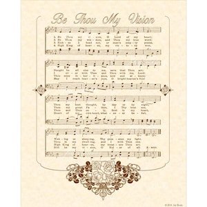 BE THOU My VISION Custom Christian Home Decor Vintage Verses Heritage Sheet Music Wall Art Inspirational Wall Art Celtic Irish Folk Music