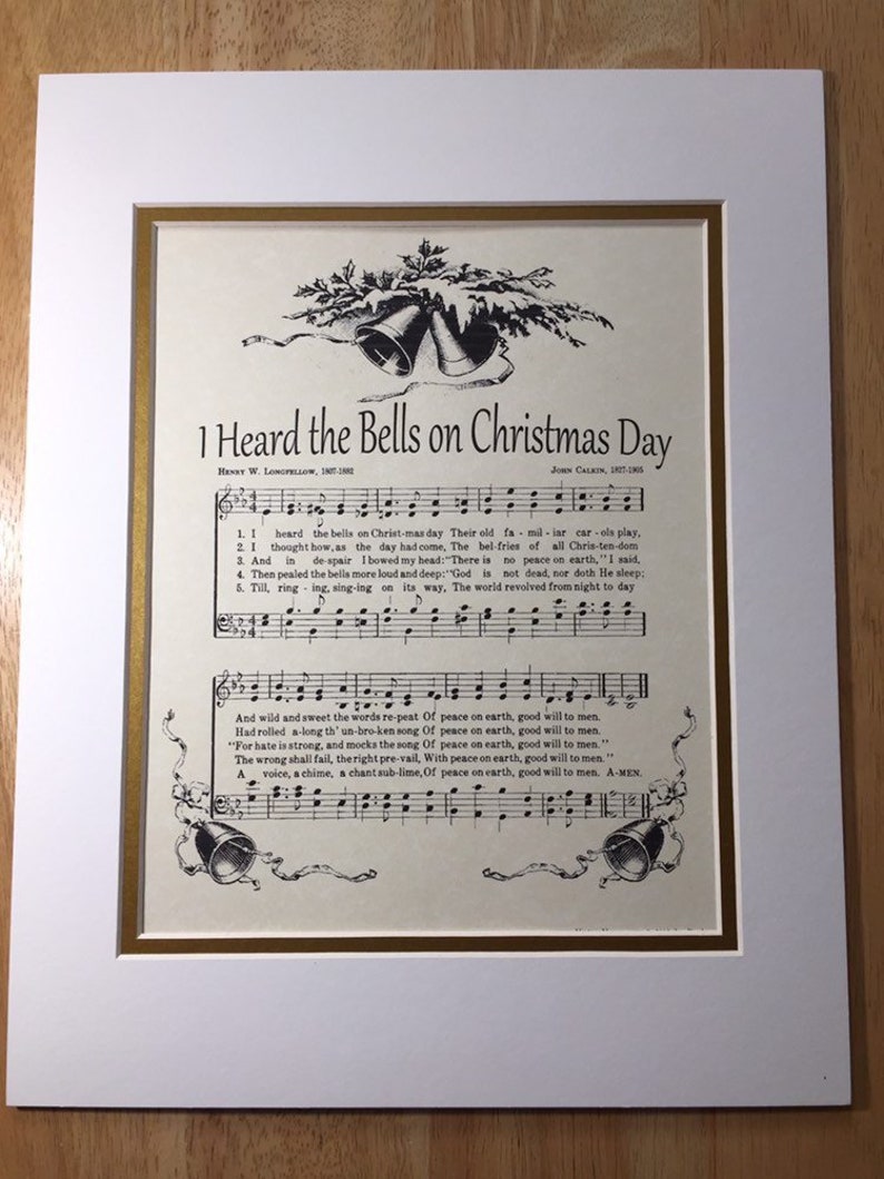 I Heard The Bells On Christmas Day Matted Christmas Carol Wall | Etsy