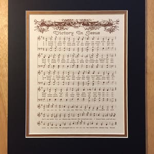 VICTORY IN JESUS 8 x 10 Antique Hymn Art Print Natural Parchment Sepia Brown Ink Other Colors Available Sheet Music Savior Glory Story image 4