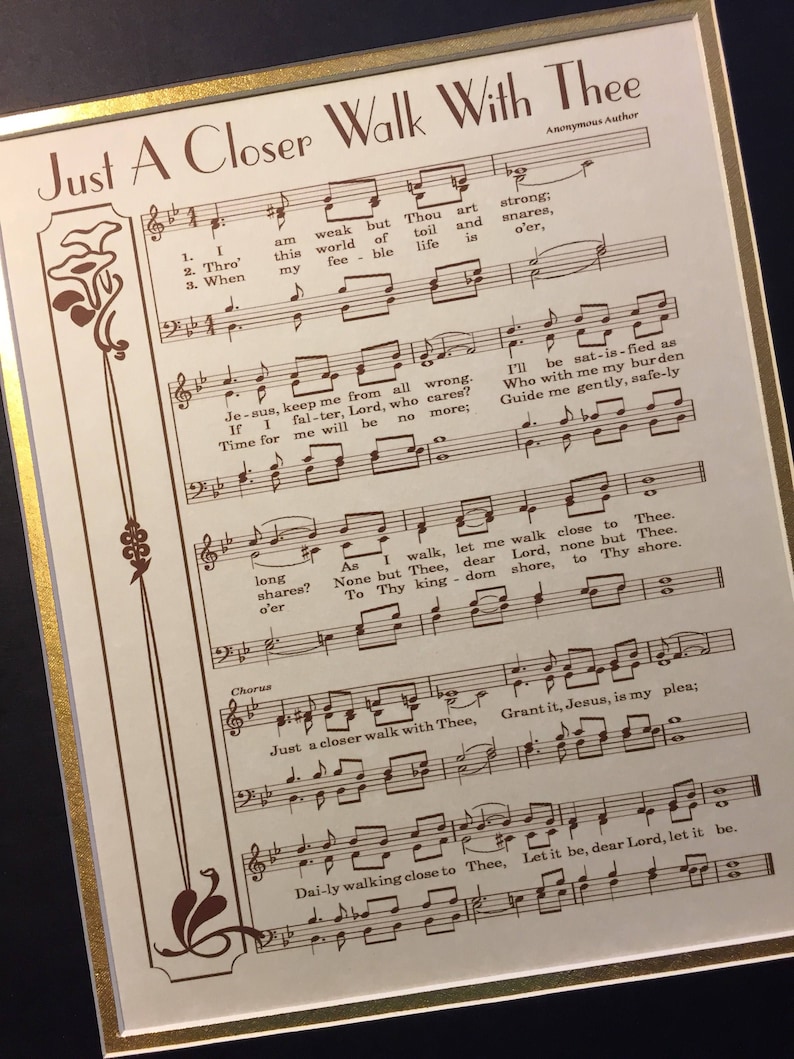 JUST A CLOSER Walk With THEE Hymn Wall Art Custom Etsy Just a closer walk with thee hymn wall art custom etsy