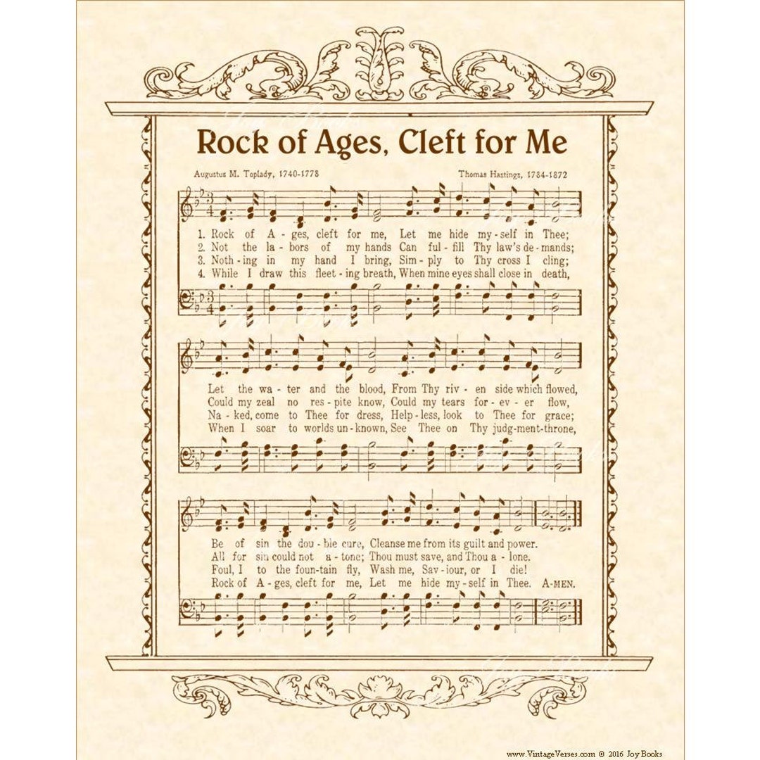 ROCK OF AGES Cleft for Me Hymn Art Custom Christian Home