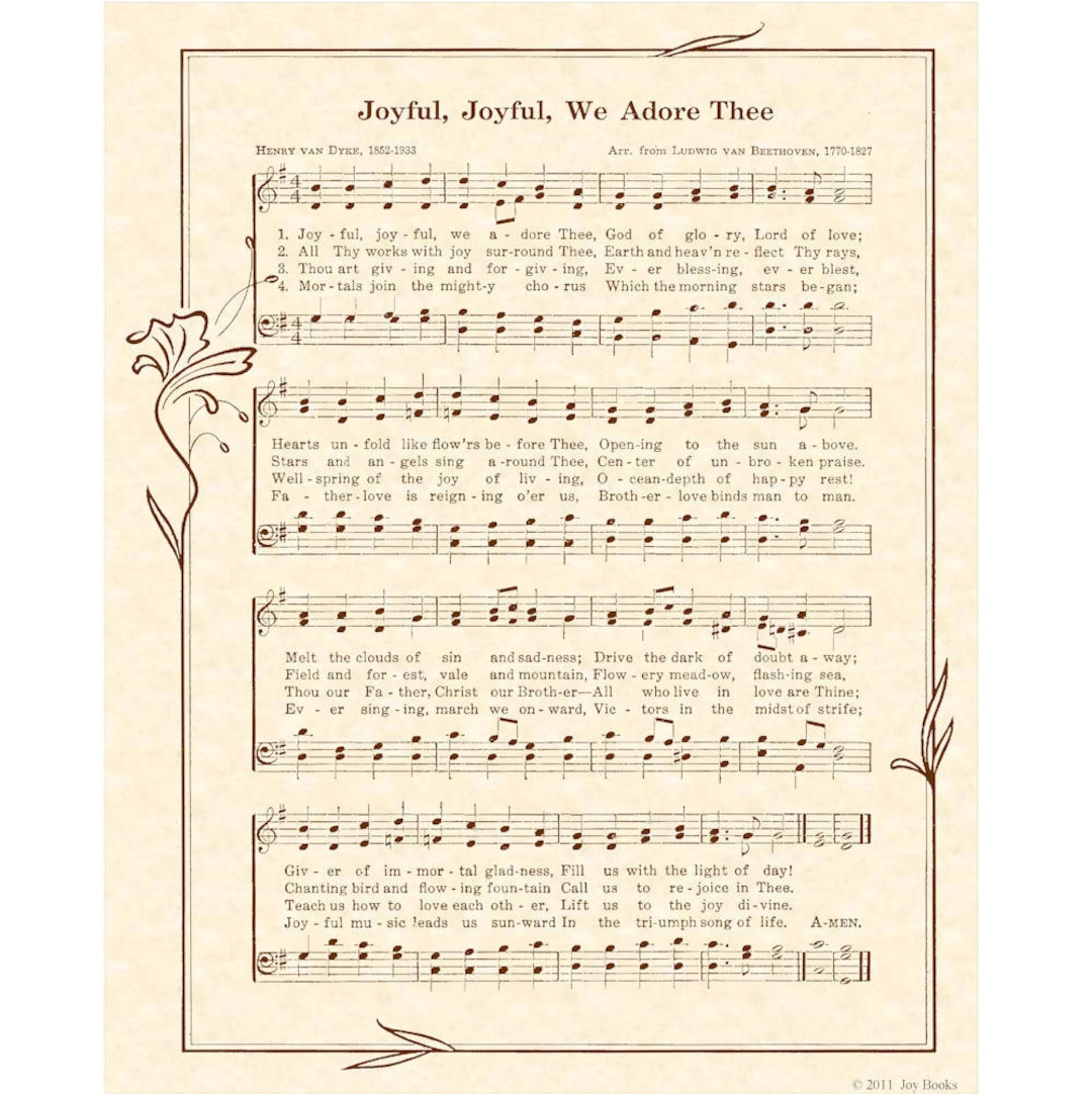 JOYFUL, JOYFUL We Adore THEE - Hymn Art - Custom Christian Home Decor ...
